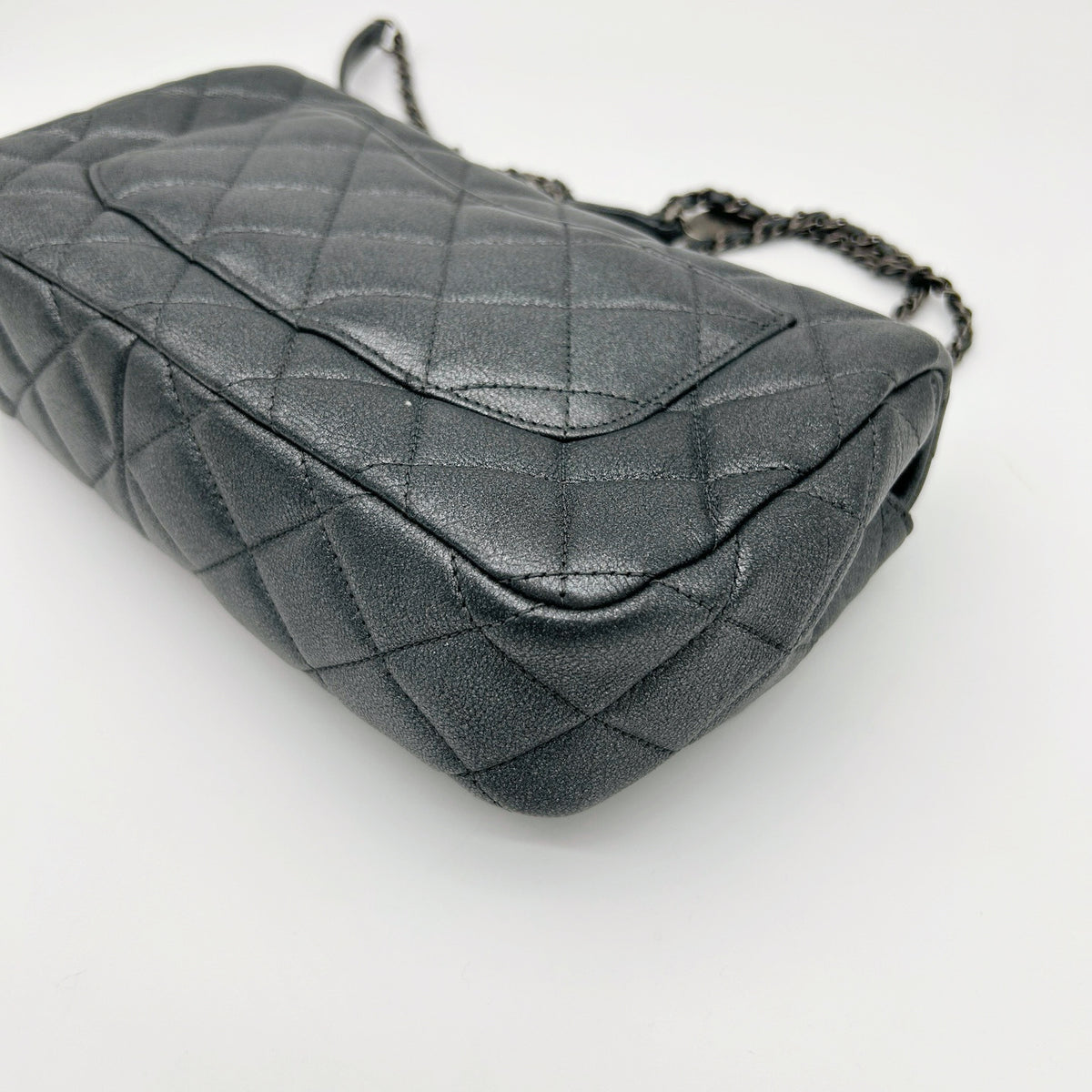 Chanel Metallic Silver Gray Flap Chain Bag [Used]
