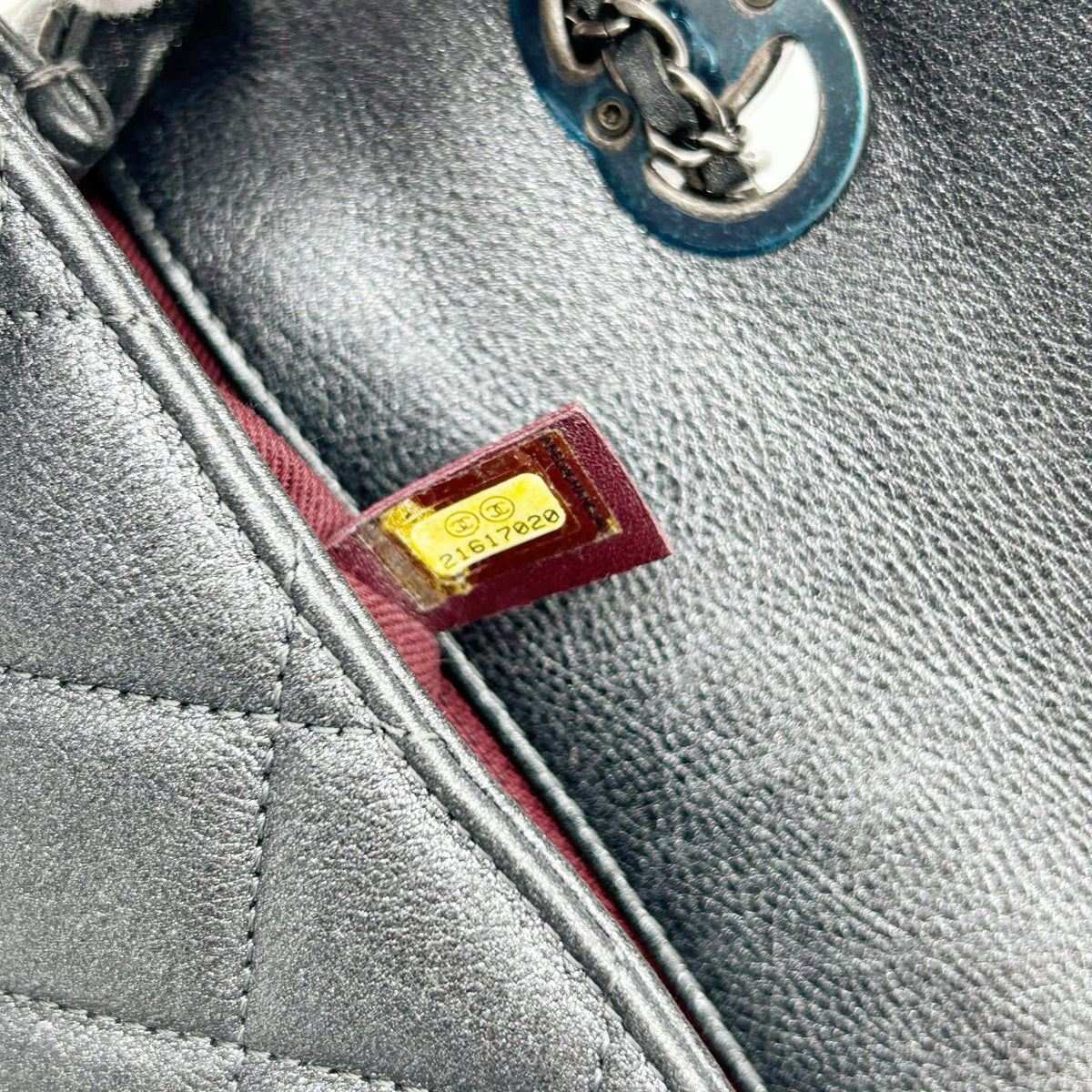 Chanel Metallic Silver Gray Flap Chain Bag [Used]