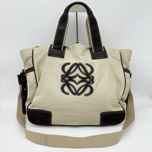 Loewe Anagram Canvas 2-Way Tote Bag Beige / Brown [Used]