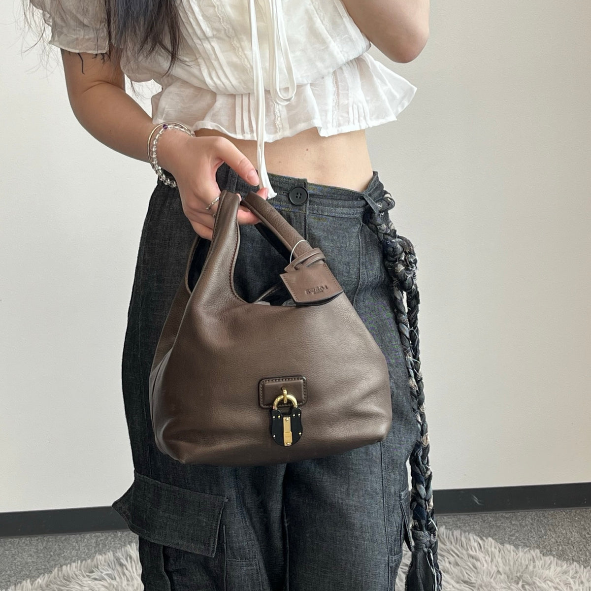 Loewe Leather Hobo Bag Bronze [Used]