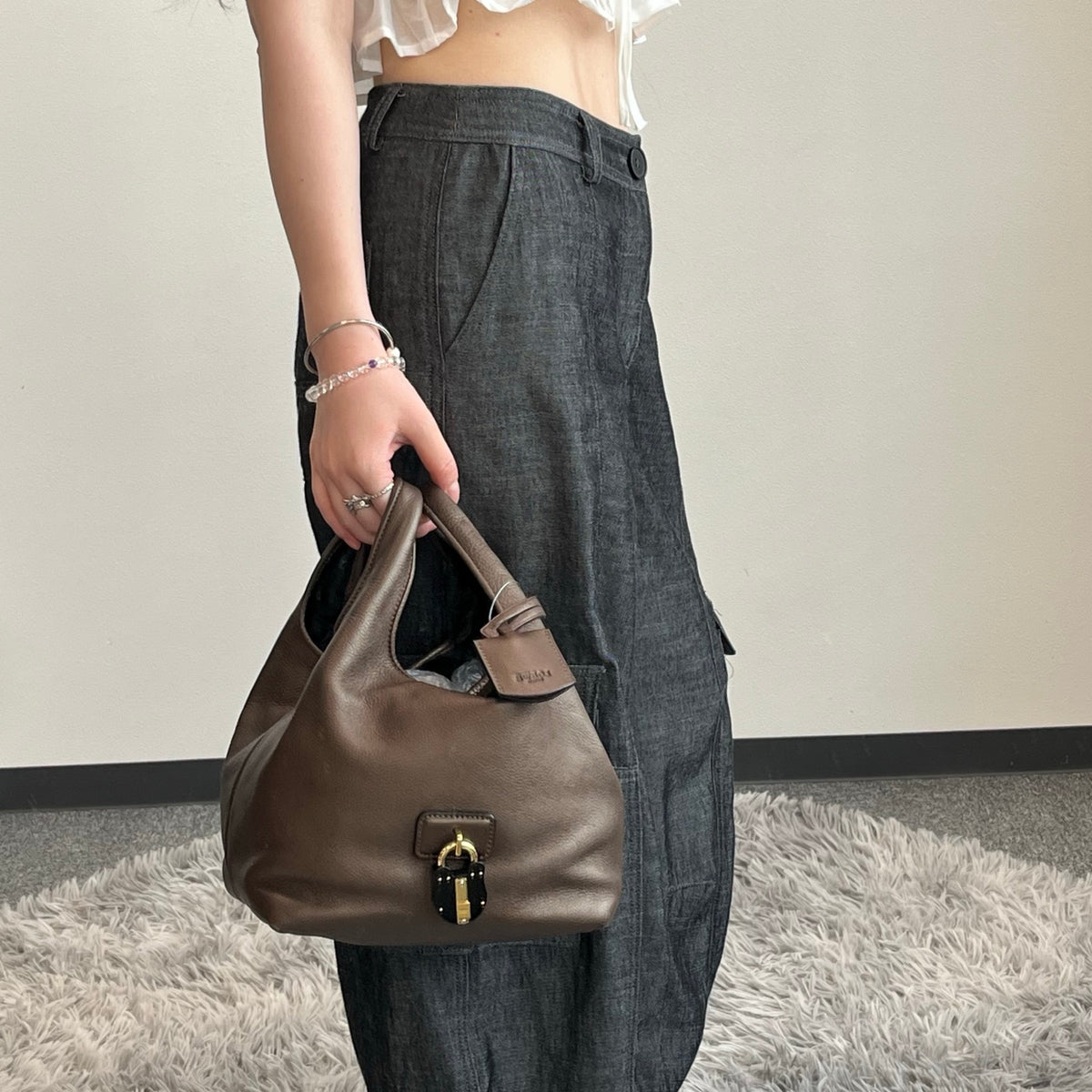 Loewe Leather Hobo Bag Bronze [Used]
