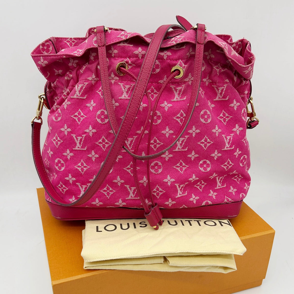 Louis Vuitton Rose Indian Monogram Denim Noefull Bag [Used]