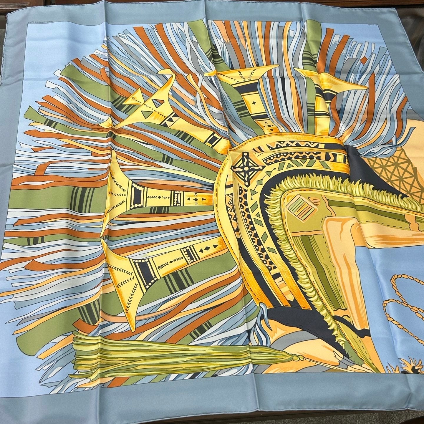 HERMÈS Cuirs du Désert 90 Silk Scarf [Used]