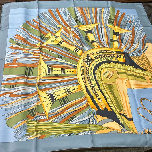 HERMÈS Cuirs du Désert 90 Silk Scarf [Used]