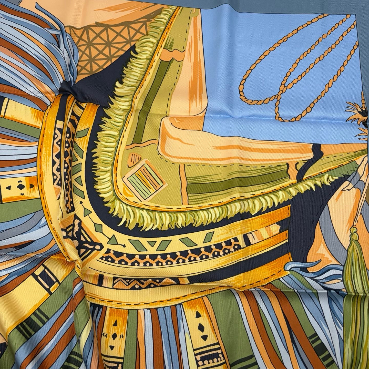 HERMÈS Cuirs du Désert 90 Silk Scarf [Used]