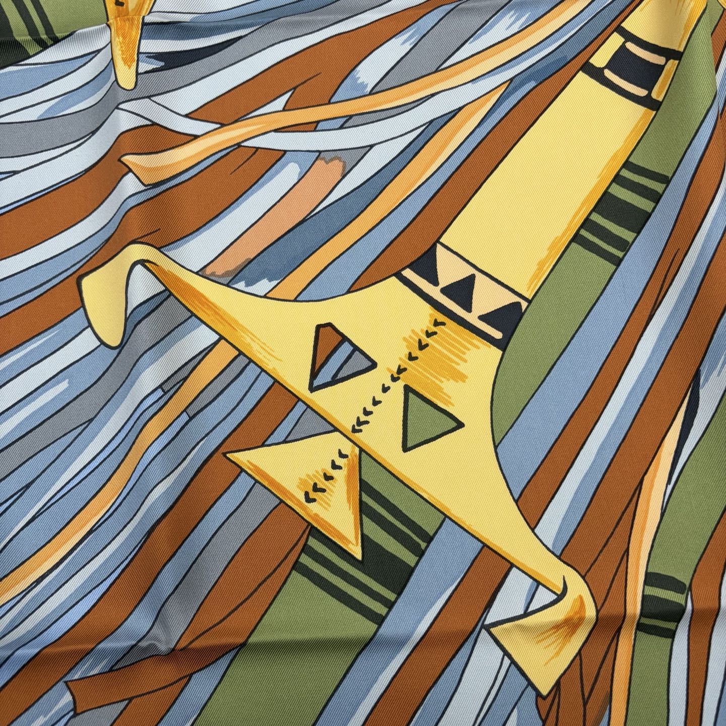 HERMÈS Cuirs du Désert 90 Silk Scarf [Used]