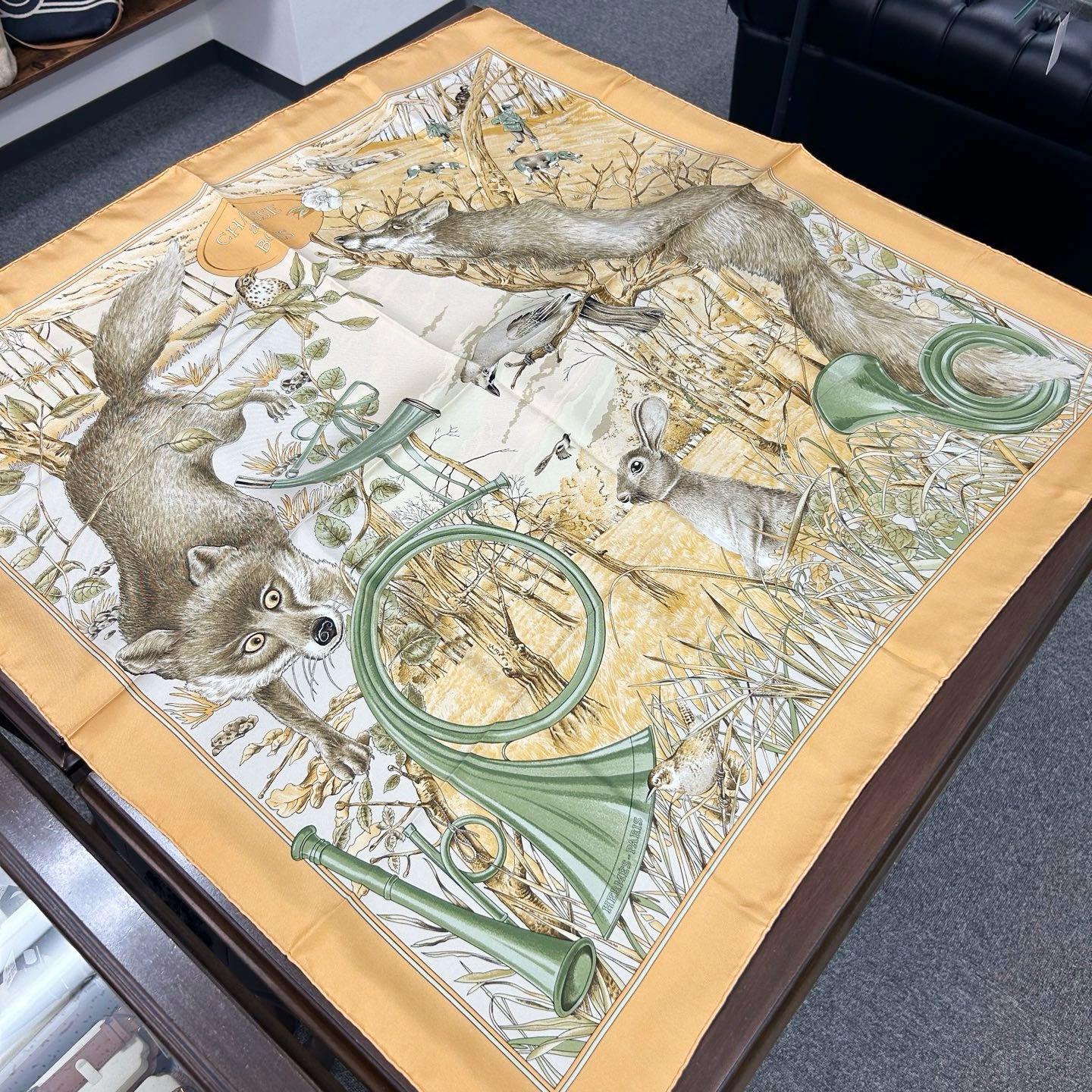 HERMÈS Chasse au Bois 90 Silk Scarf [Used]
