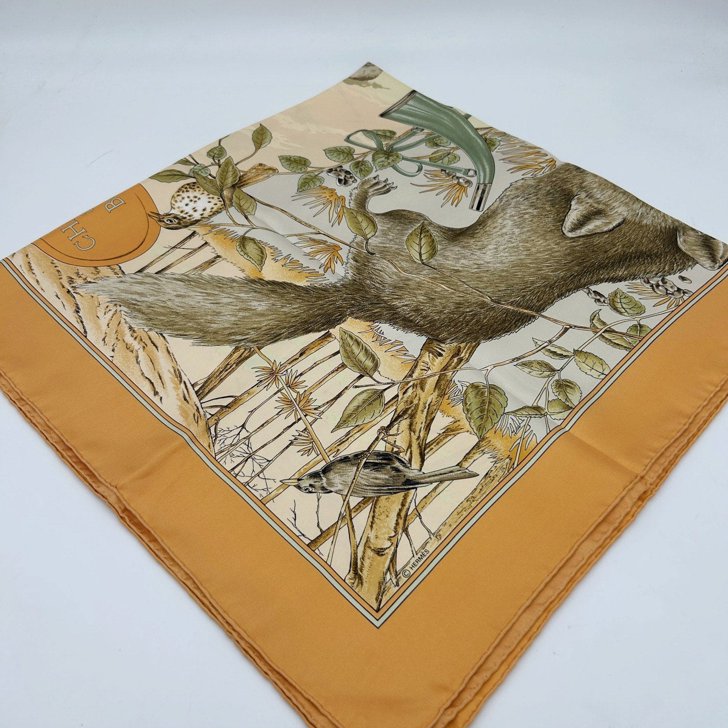 HERMÈS Chasse au Bois 90 Silk Scarf [Used]