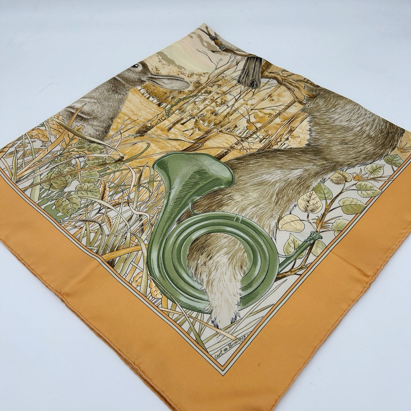 HERMÈS Chasse au Bois 90 Silk Scarf [Used]
