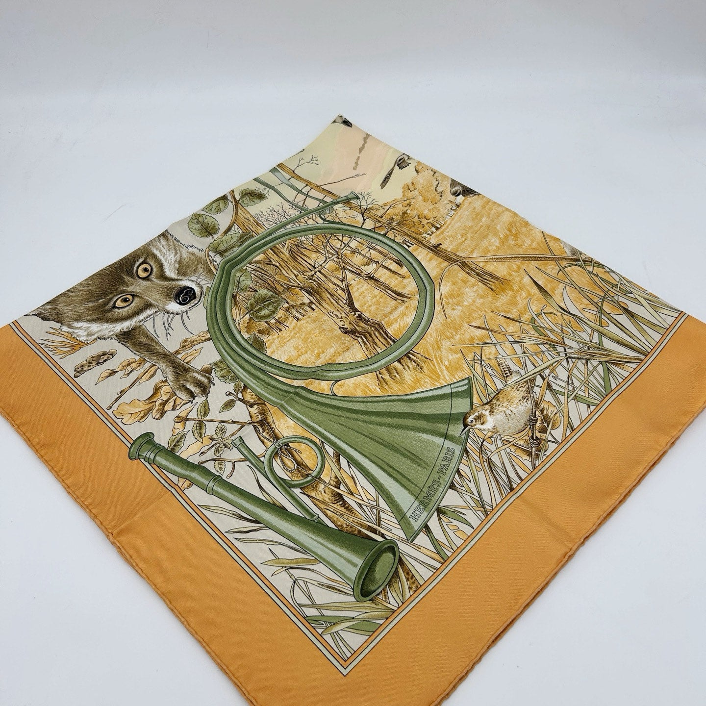 HERMÈS Chasse au Bois 90 Silk Scarf [Used]