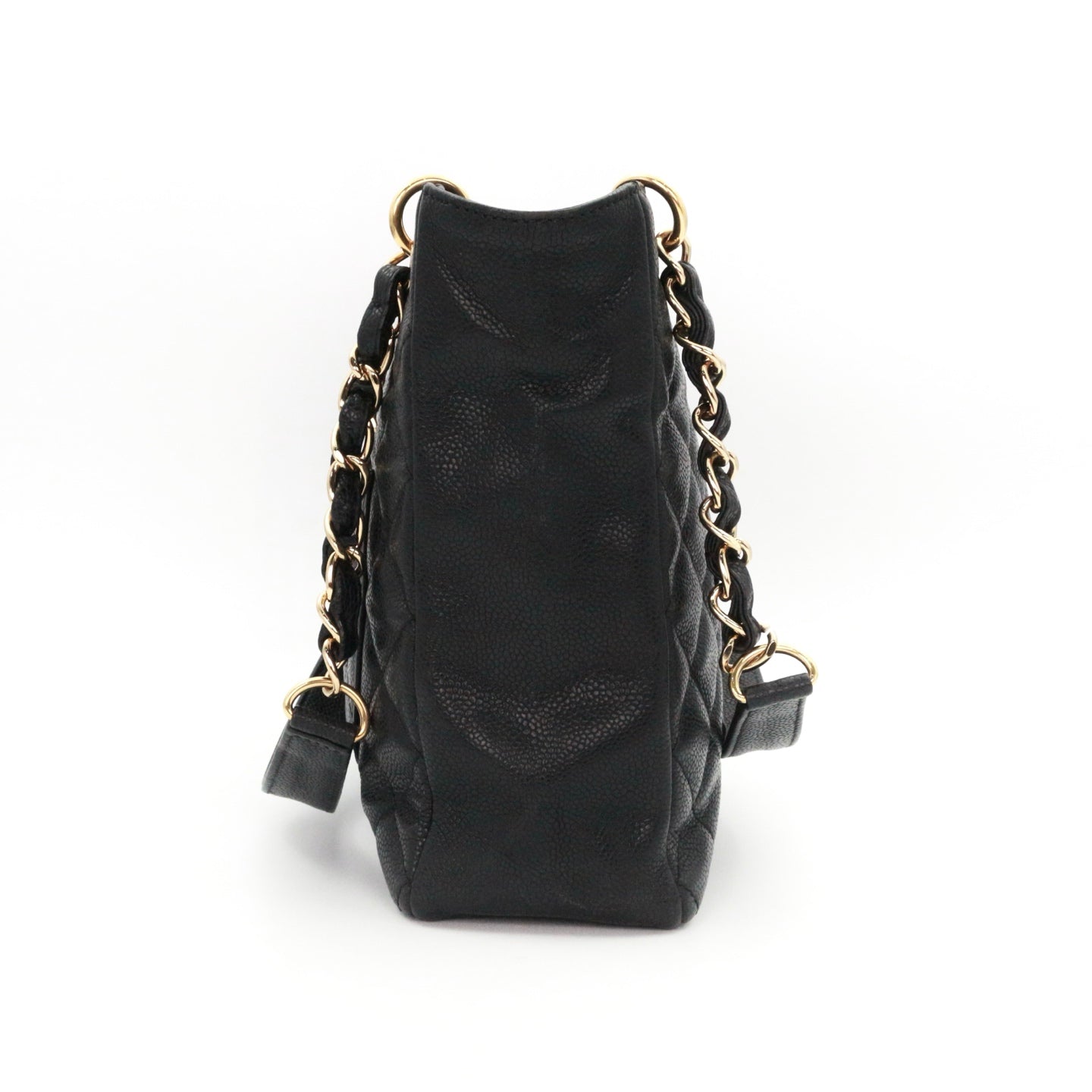 CHANEL Black Caviar Leather PST Tote Bag with Gold Hardware [Used]