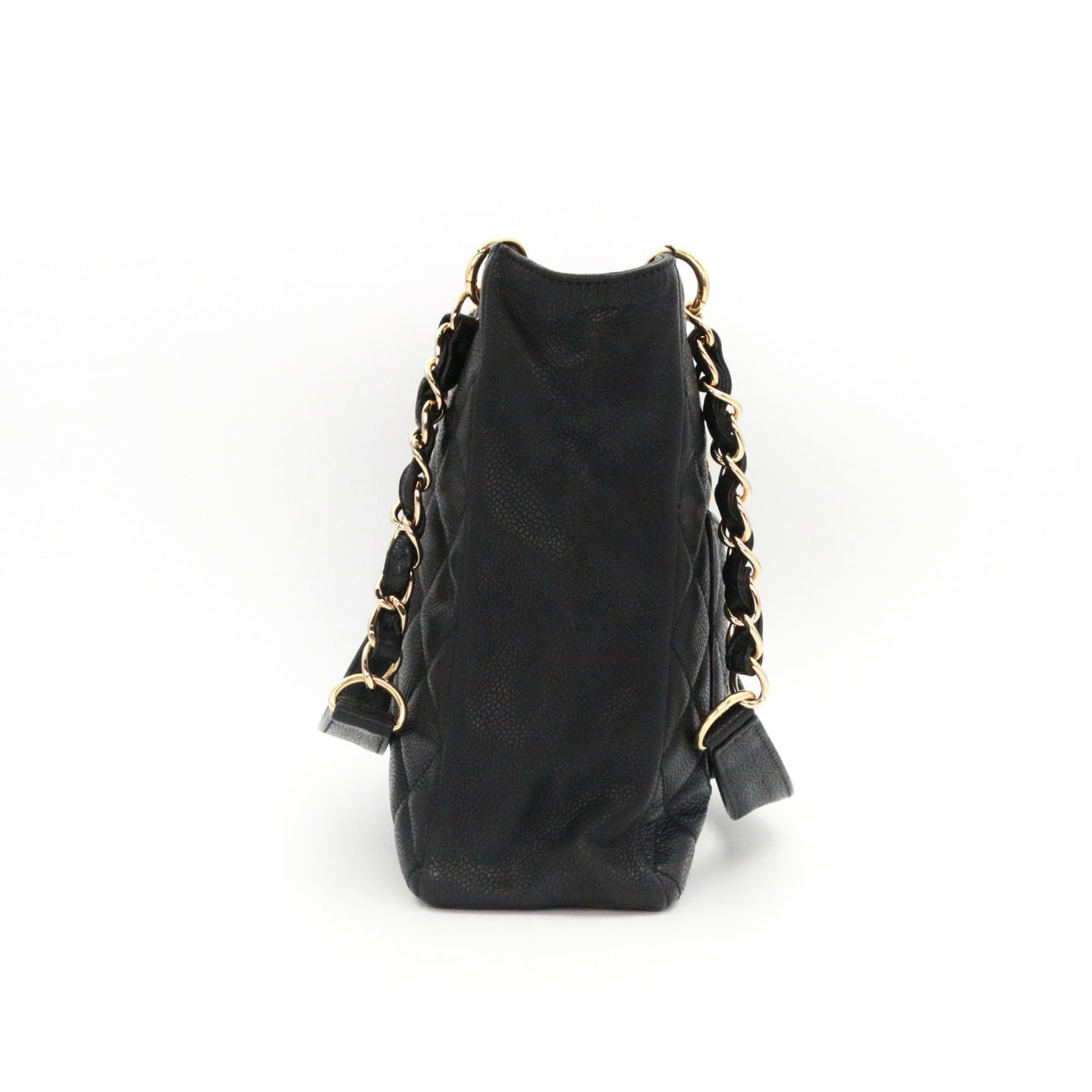 CHANEL Black Caviar Leather PST Tote Bag with Gold Hardware [Used]