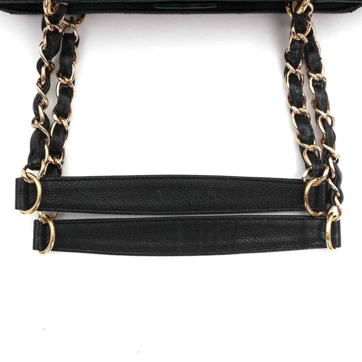 CHANEL Black Caviar Leather PST Tote Bag with Gold Hardware [Used]