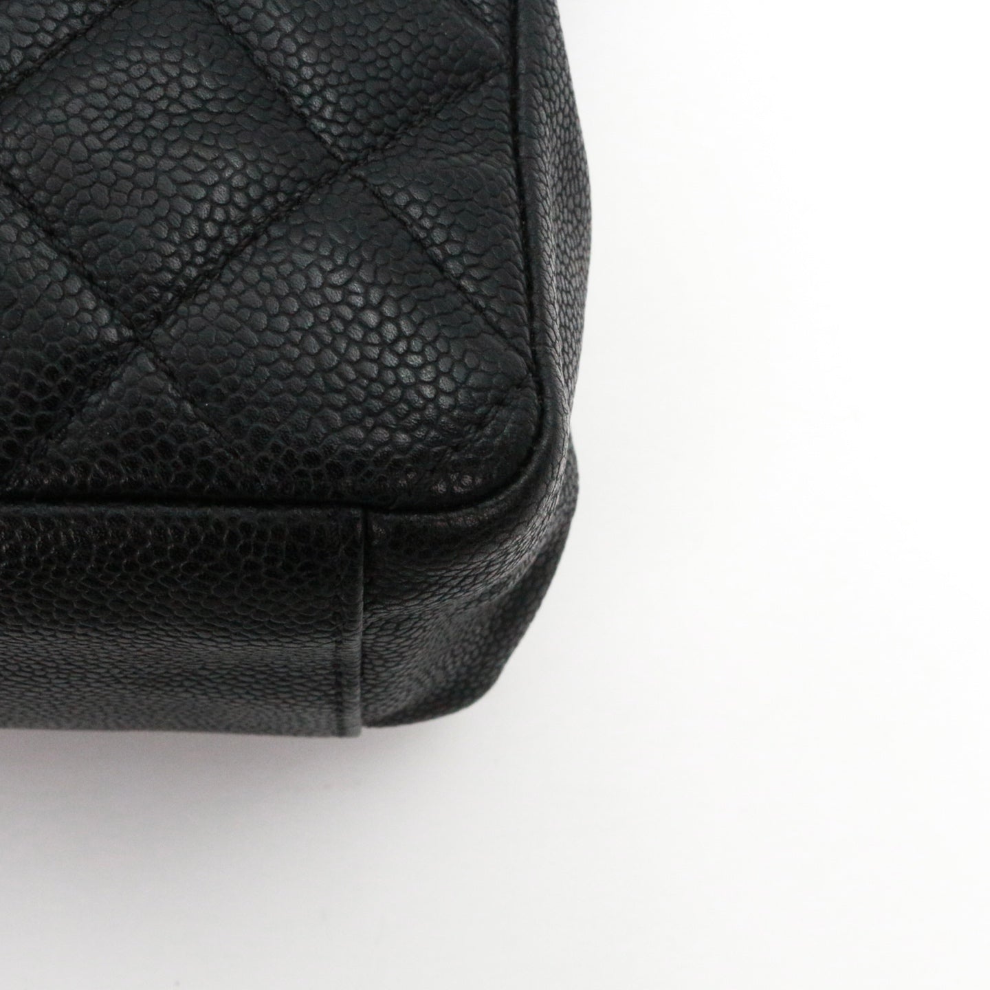 CHANEL Black Caviar Leather PST Tote Bag with Gold Hardware [Used]