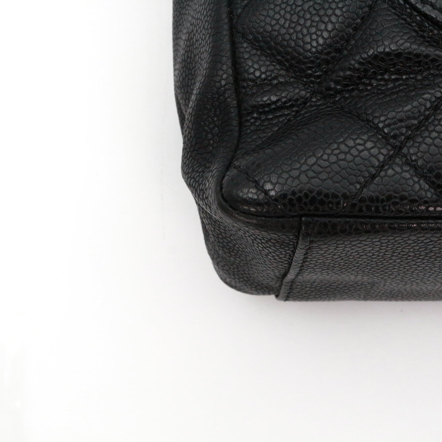 CHANEL Black Caviar Leather PST Tote Bag with Gold Hardware [Used]