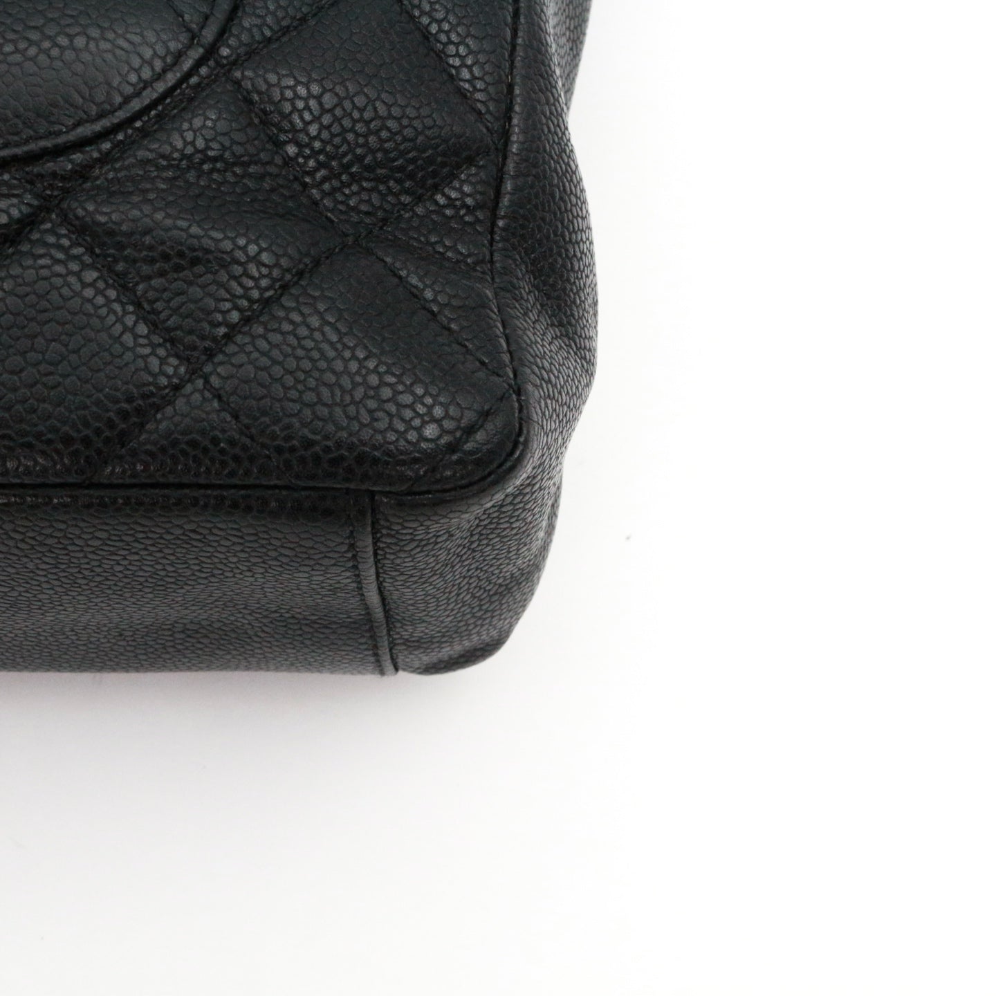 CHANEL Black Caviar Leather PST Tote Bag with Gold Hardware [Used]