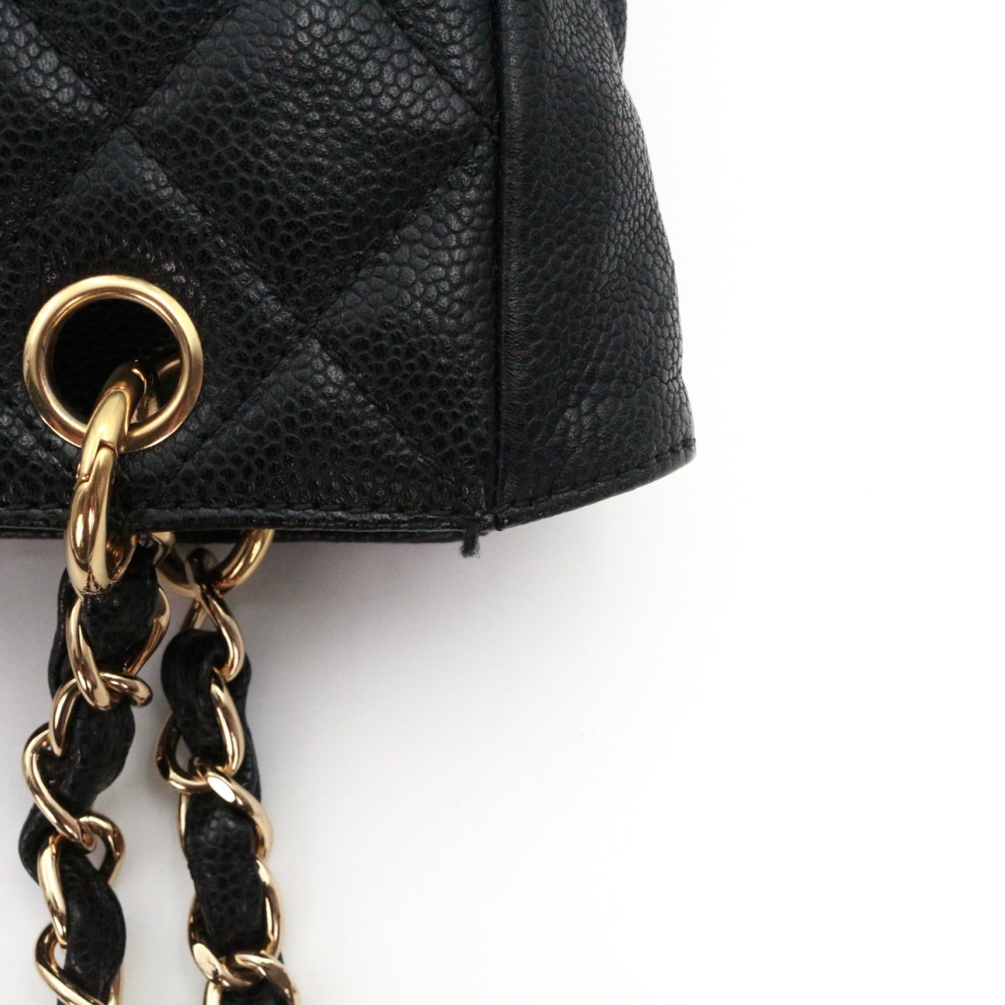 CHANEL Black Caviar Leather PST Tote Bag with Gold Hardware [Used]