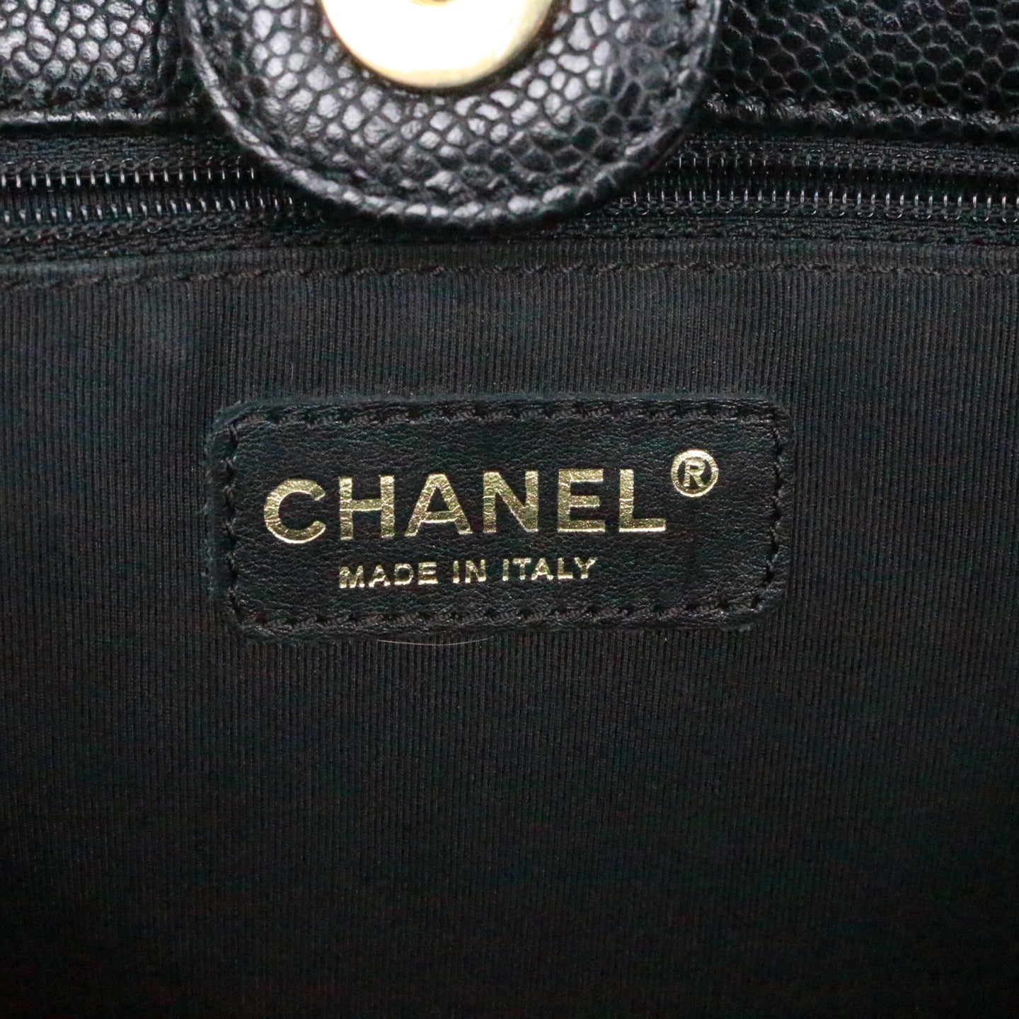 CHANEL Black Caviar Leather PST Tote Bag with Gold Hardware [Used]