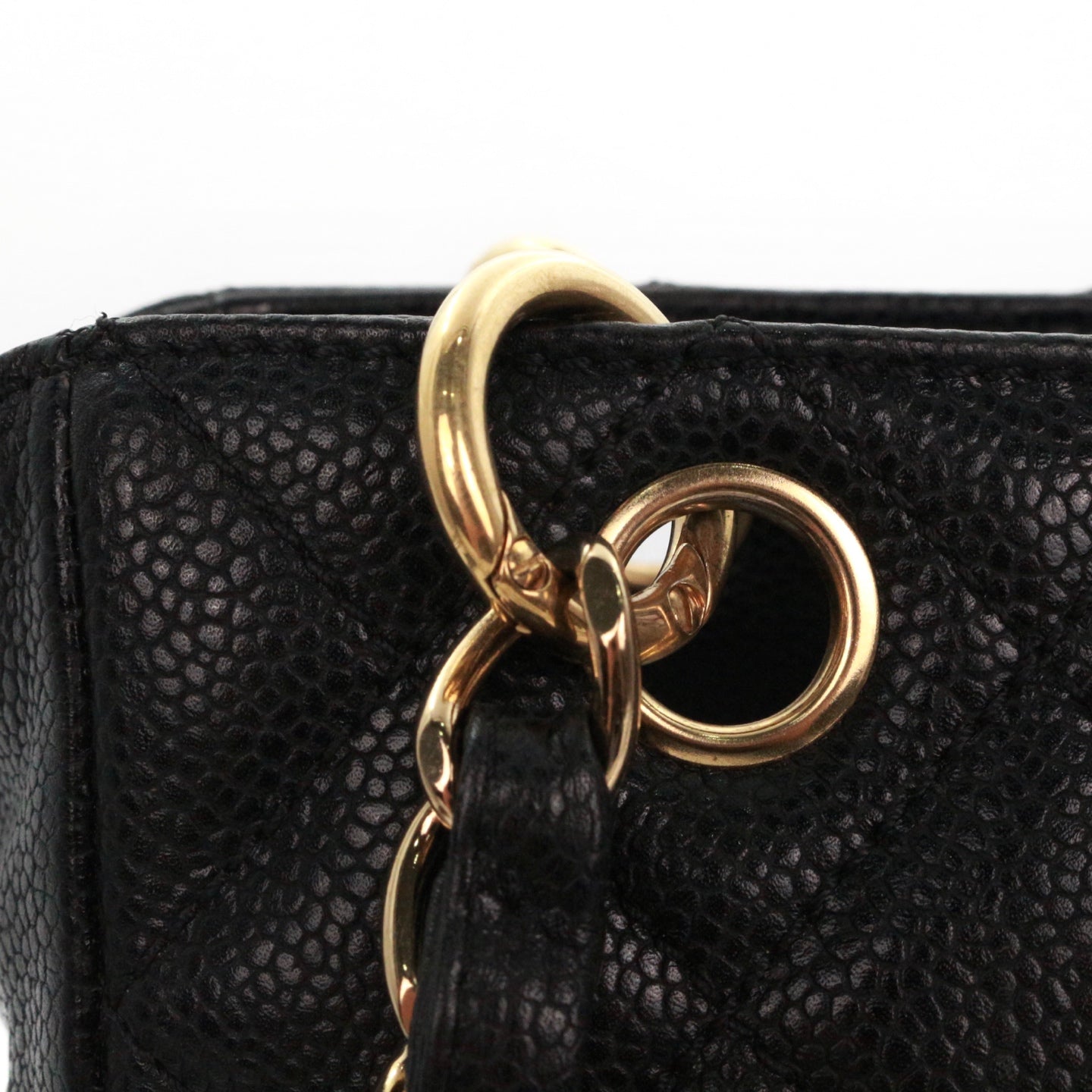 CHANEL Black Caviar Leather PST Tote Bag with Gold Hardware [Used]