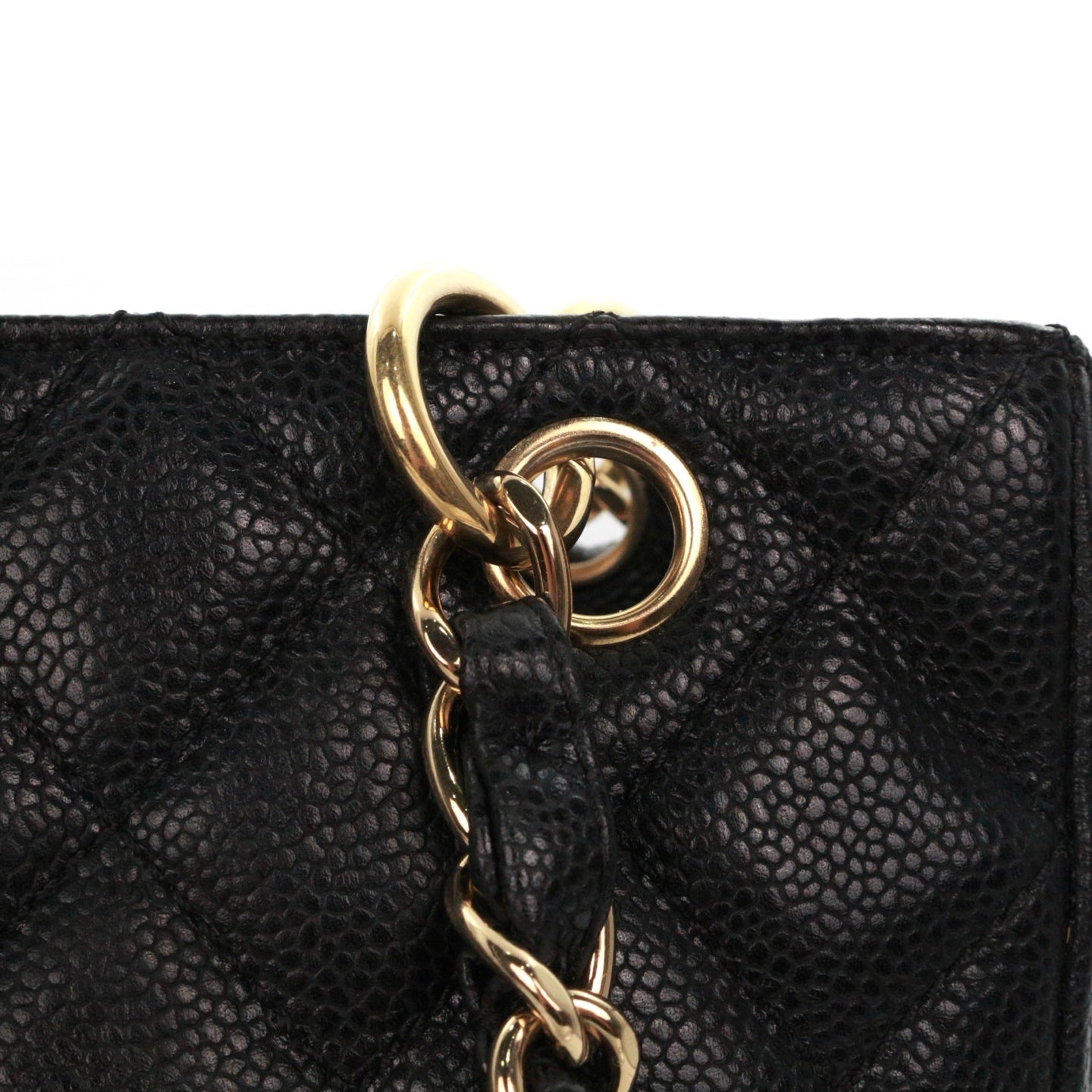 CHANEL Black Caviar Leather PST Tote Bag with Gold Hardware [Used]