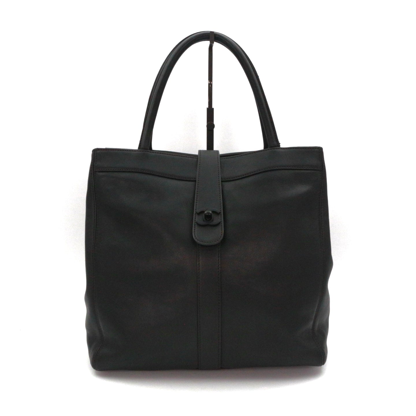 CHANEL Black Leather Vertical Tote Bag [Used]