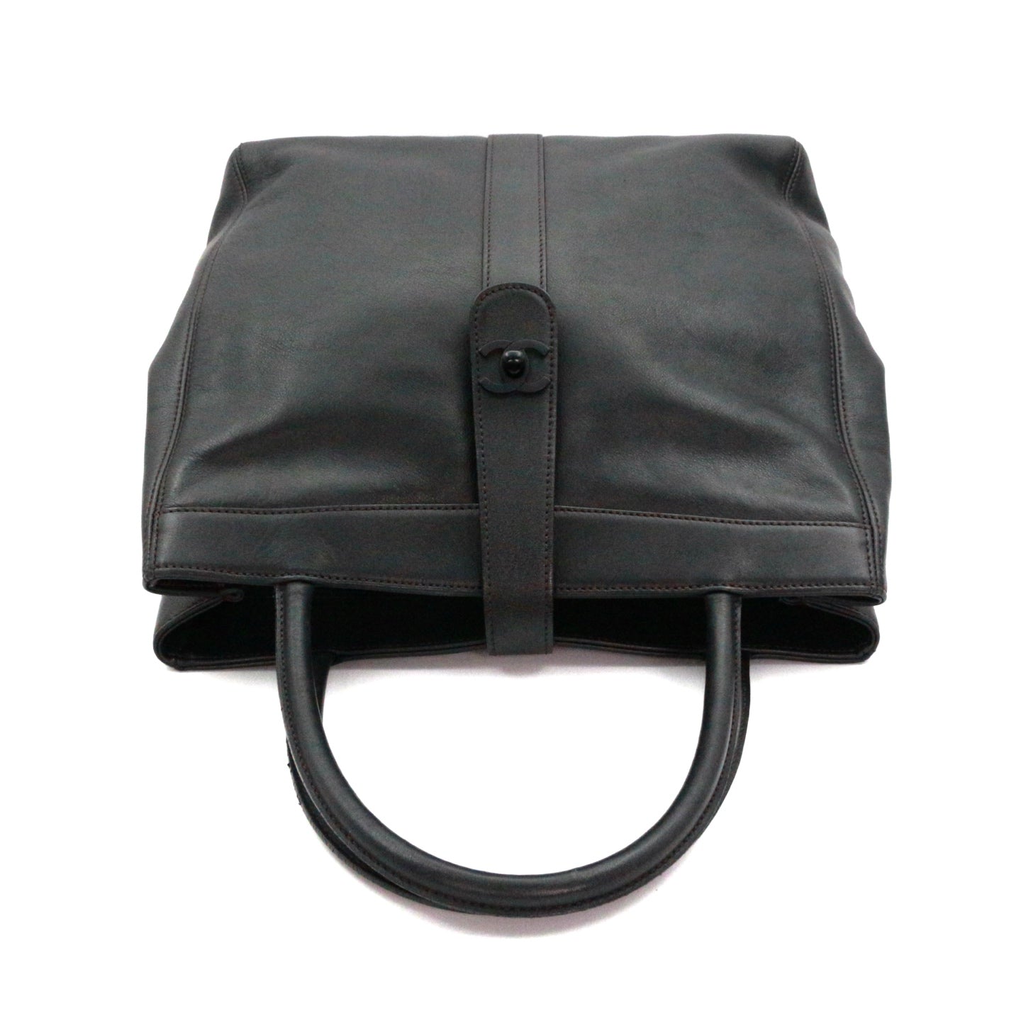 CHANEL Black Leather Vertical Tote Bag [Used]