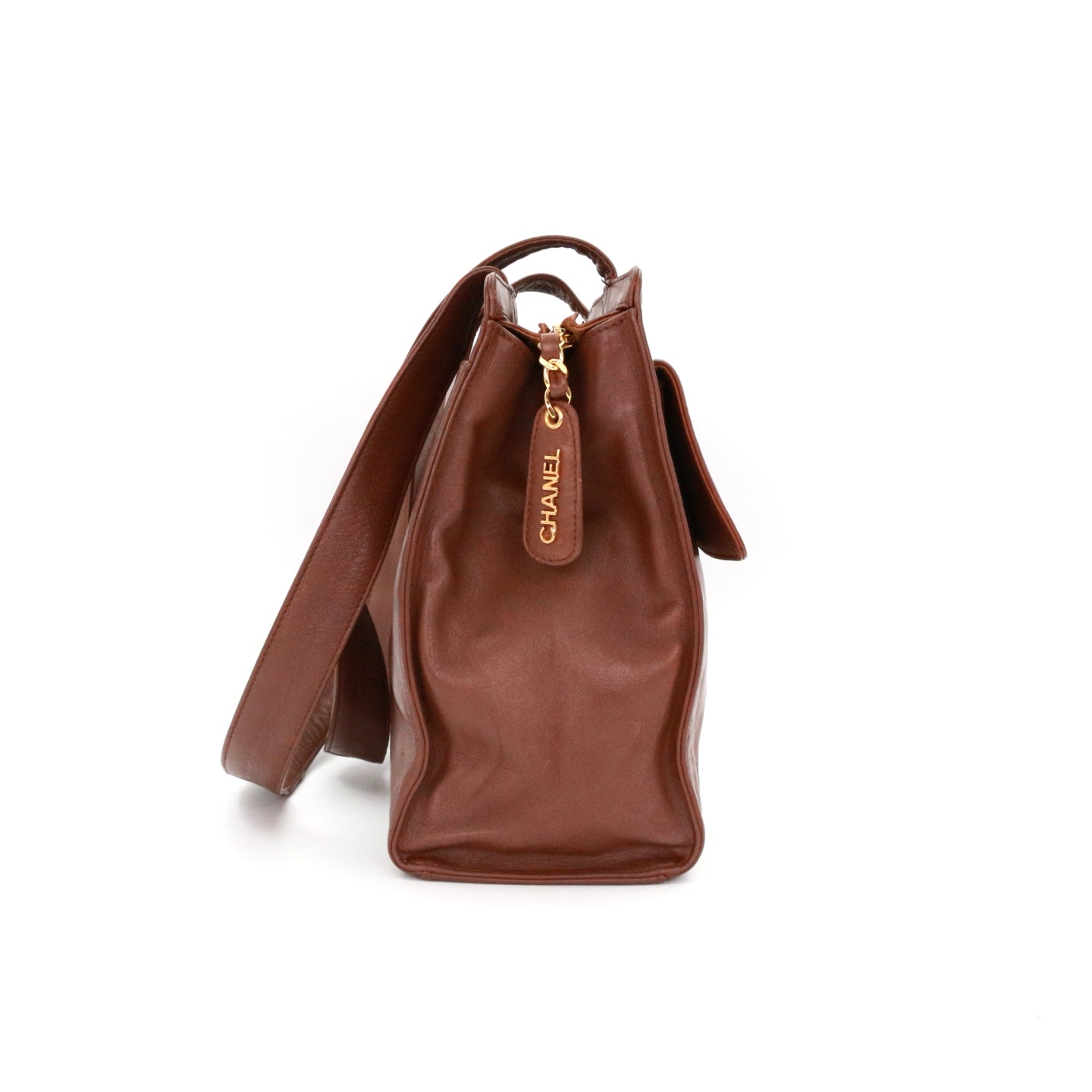 CHANEL Brown Lambskin Shoulder Tote Bag [Used]