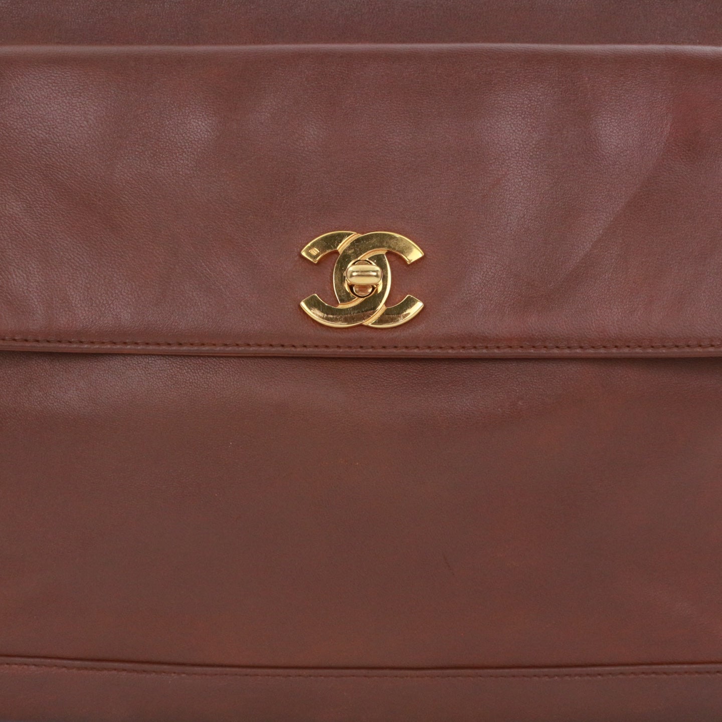 CHANEL Brown Lambskin Shoulder Tote Bag [Used]