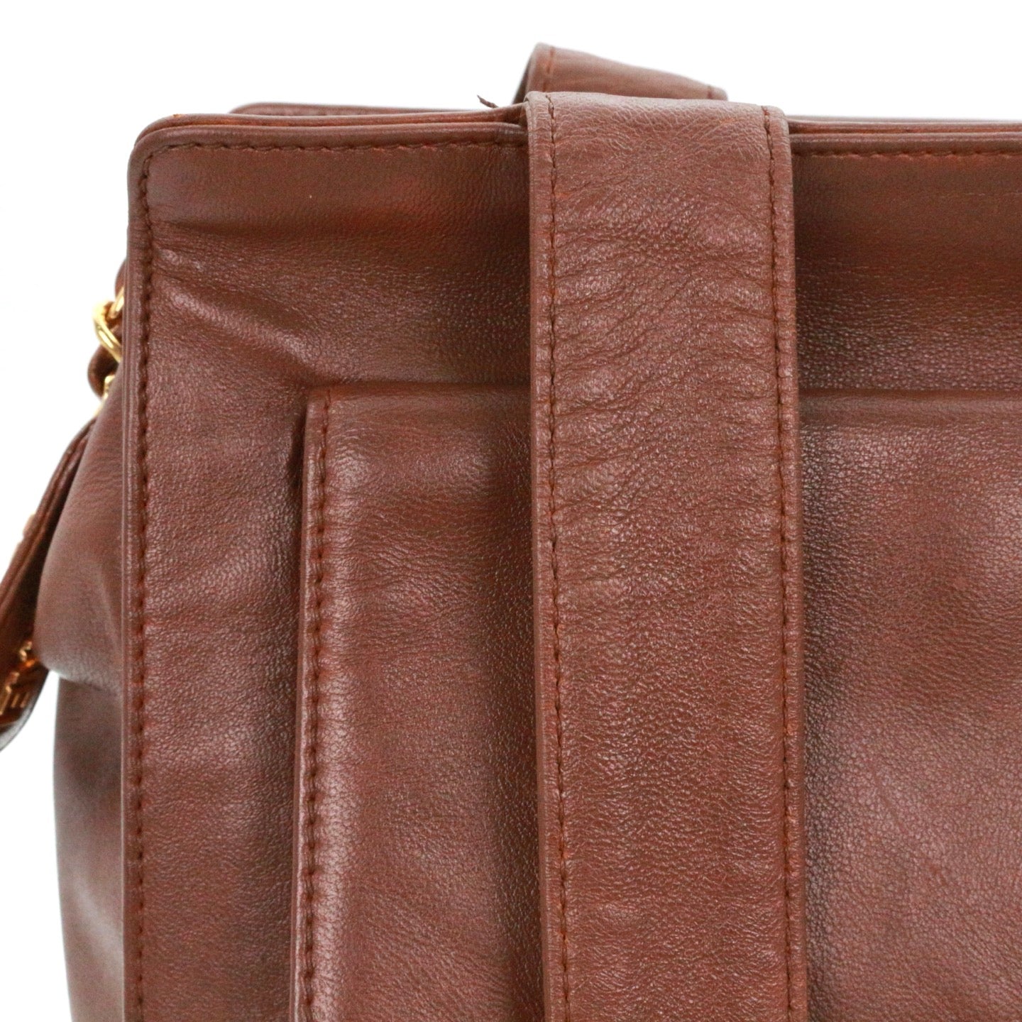 CHANEL Brown Lambskin Shoulder Tote Bag [Used]