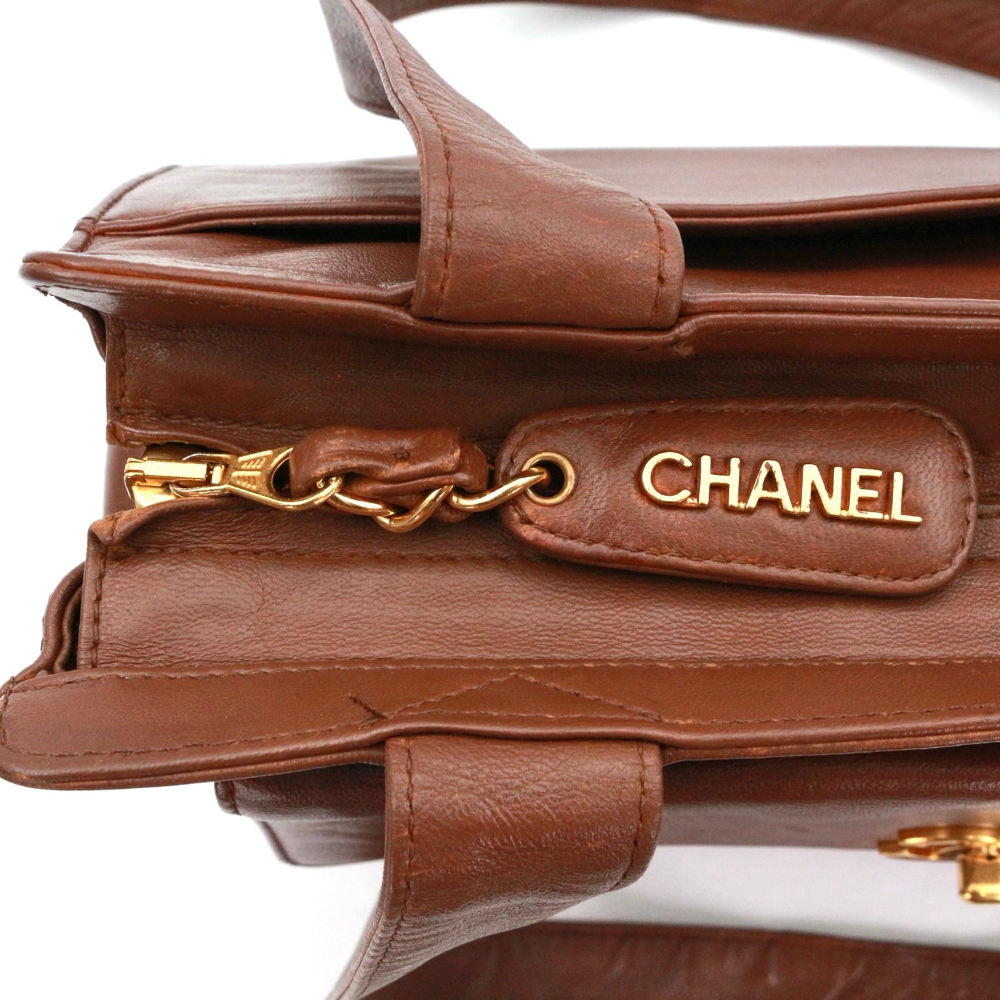 CHANEL Brown Lambskin Shoulder Tote Bag [Used]