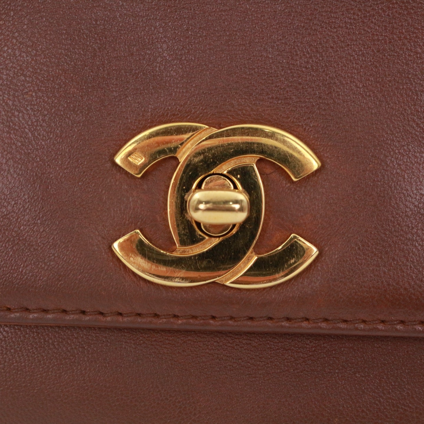 CHANEL Brown Lambskin Shoulder Tote Bag [Used]