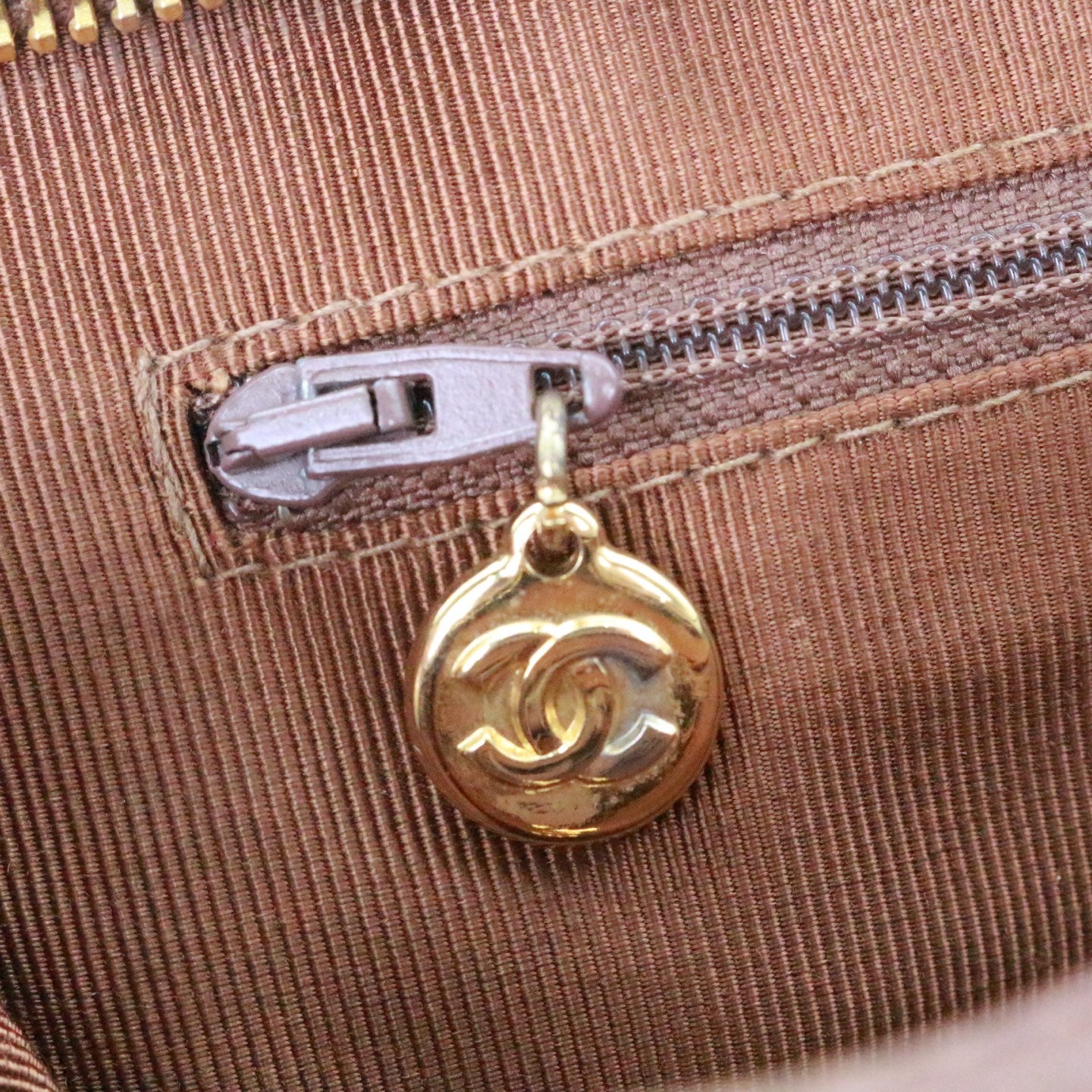 CHANEL Brown Lambskin Shoulder Tote Bag [Used]
