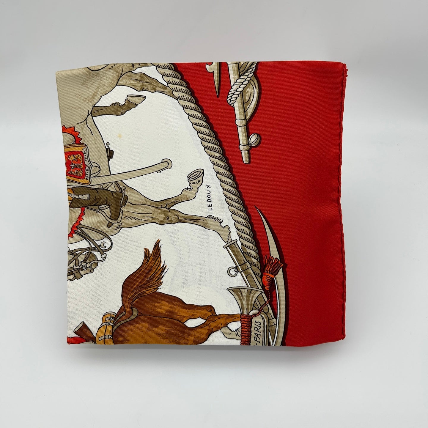 HERMÈS Marine et Cavalerie 90 Silk Scarf [Used]