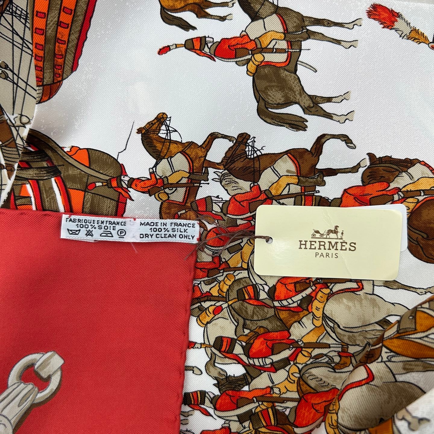 HERMÈS Marine et Cavalerie 90 Silk Scarf [Used]