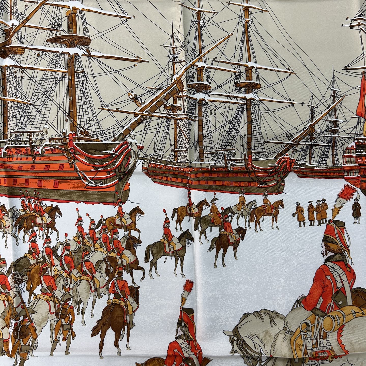 HERMÈS Marine et Cavalerie 90 Silk Scarf [Used]