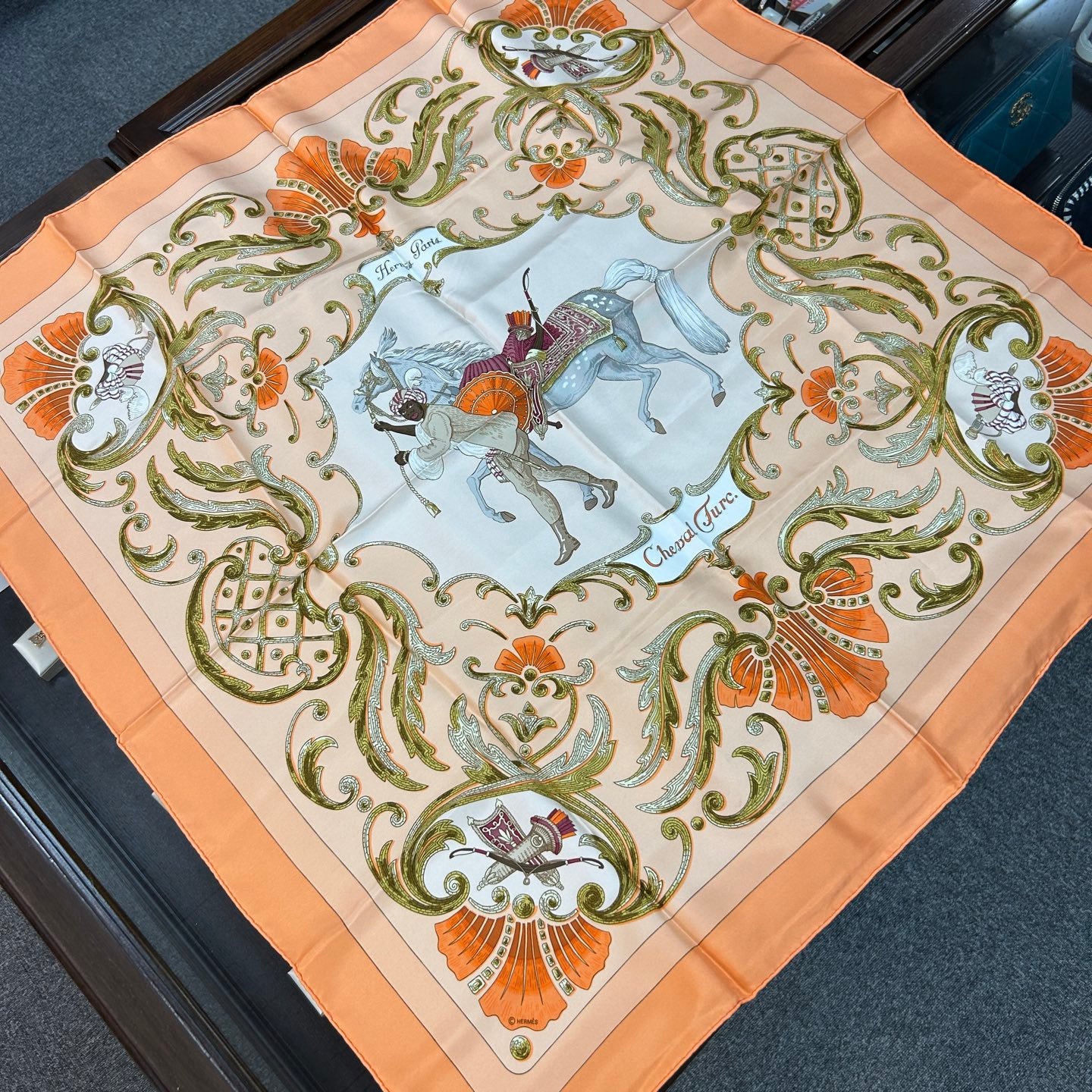 HERMÈS Cheval Turc 90 Silk Scarf [Used]