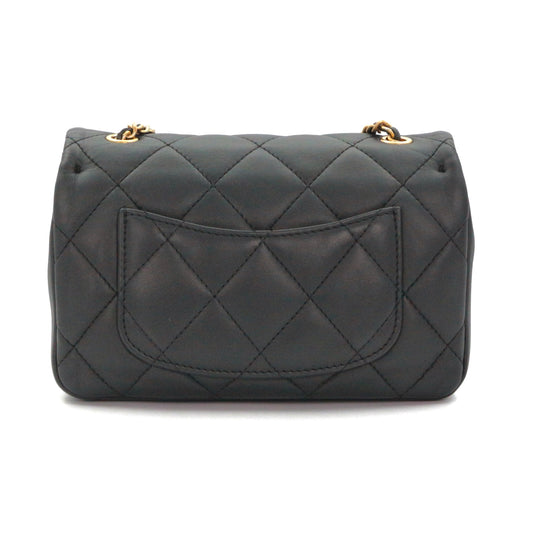 CHANEL 22B Black Lambskin Heart Charm Chain Flap Bag [Used]
