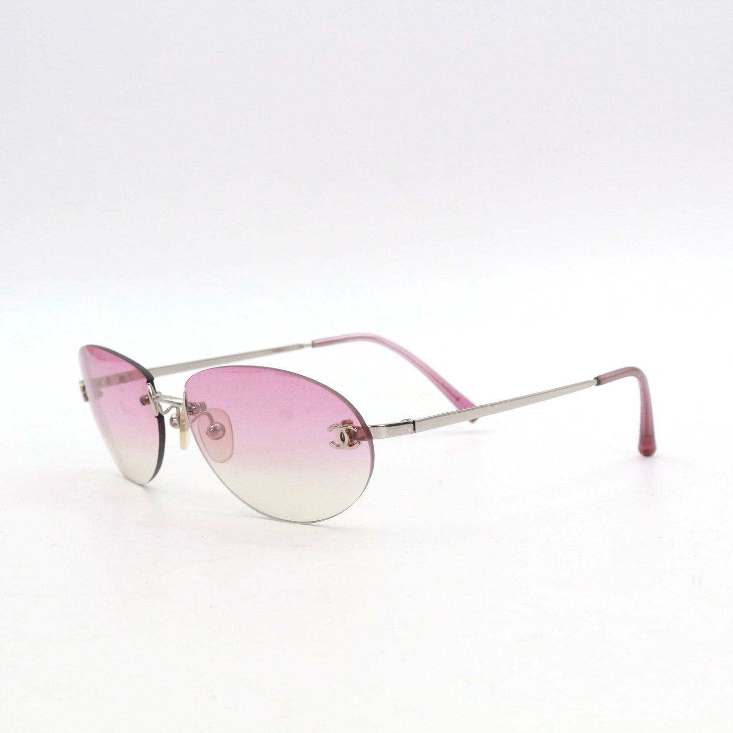 CHANEL Pink Gradient Rimless Cat-Eye Sunglasses [Used]