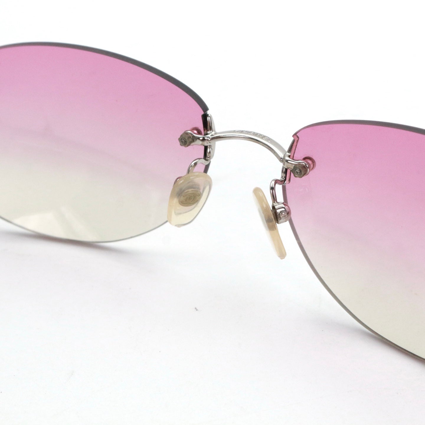 CHANEL Pink Gradient Rimless Cat-Eye Sunglasses [Used]