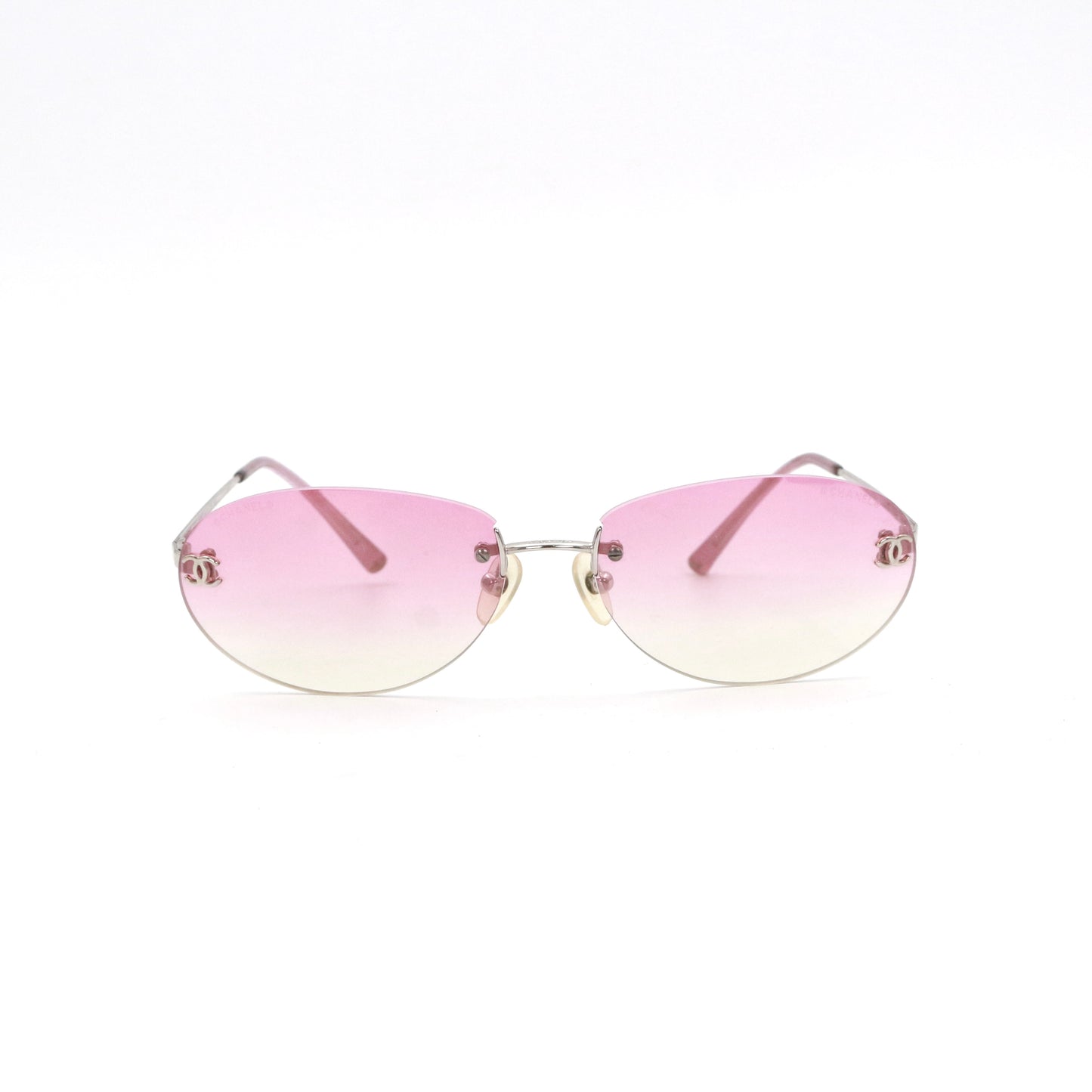 CHANEL Pink Gradient Rimless Cat-Eye Sunglasses [Used]