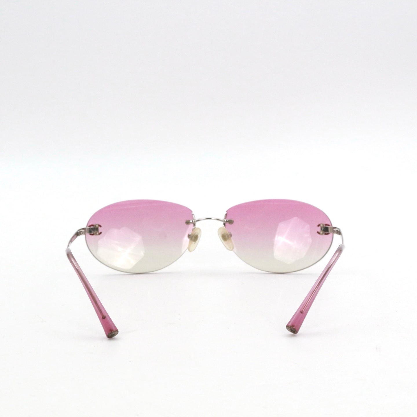 CHANEL Pink Gradient Rimless Cat-Eye Sunglasses [Used]