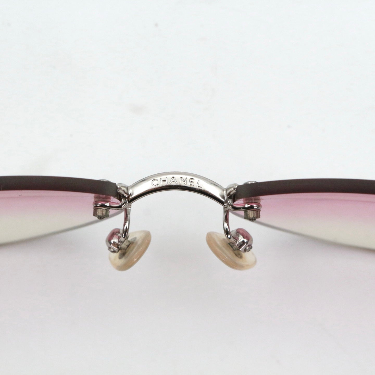 CHANEL Pink Gradient Rimless Cat-Eye Sunglasses [Used]