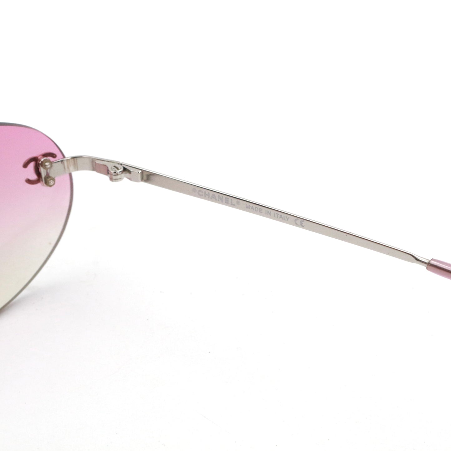 CHANEL Pink Gradient Rimless Cat-Eye Sunglasses [Used]