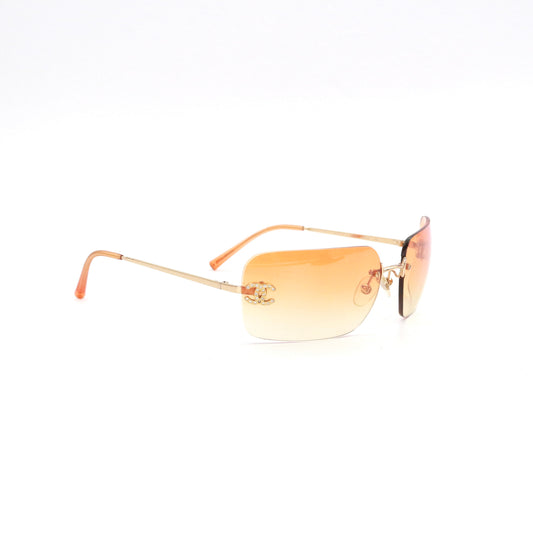 CHANEL Orange Gradient Rimless Rhinestone CC Sunglasses [Used]