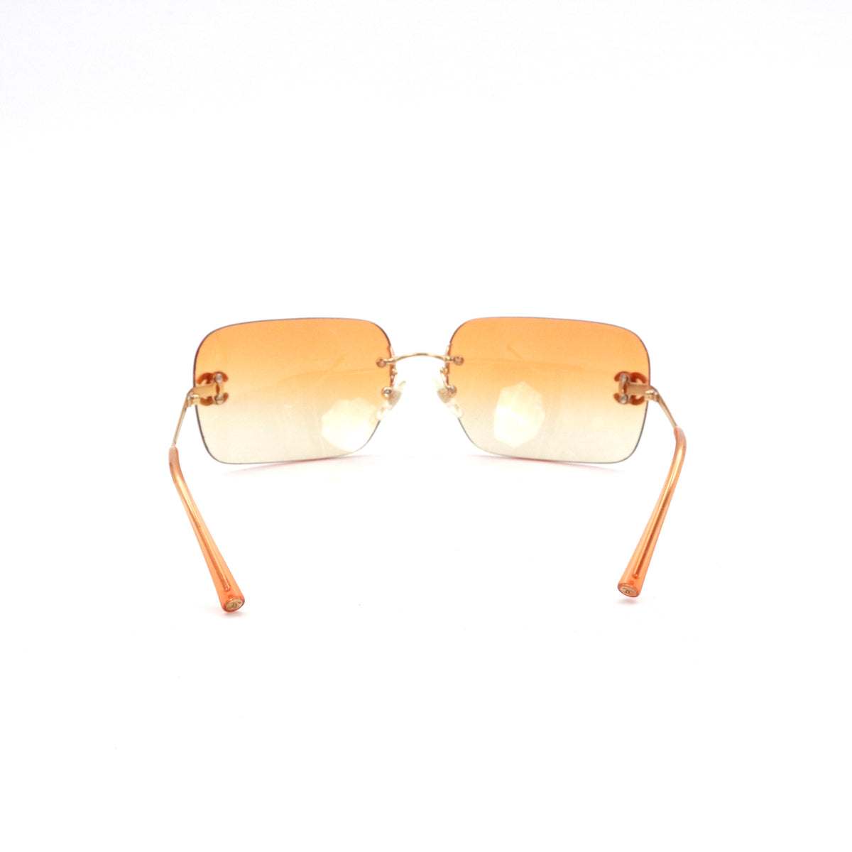 CHANEL Orange Gradient Rimless Rhinestone CC Sunglasses [Used]