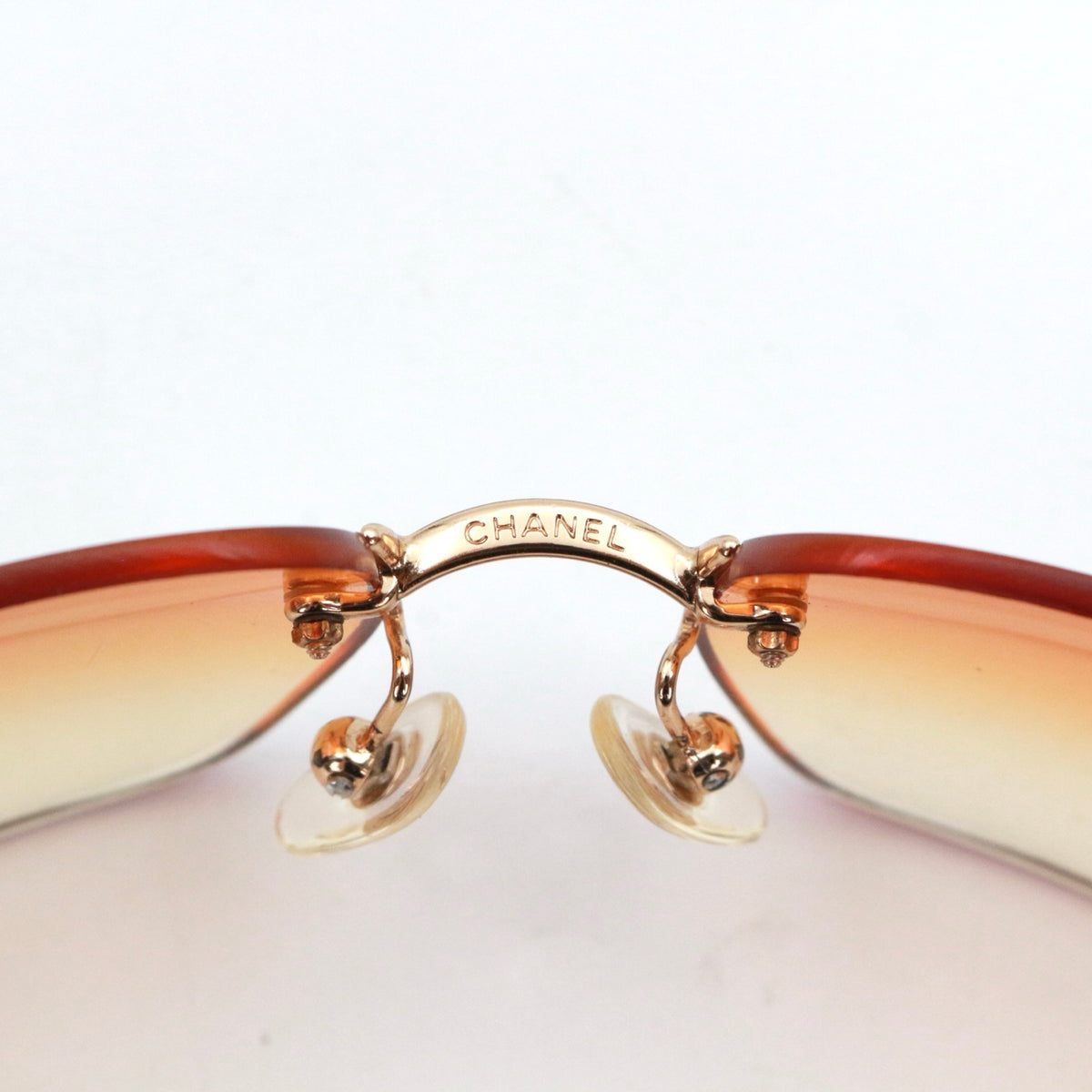 CHANEL Orange Gradient Rimless Rhinestone CC Sunglasses [Used]
