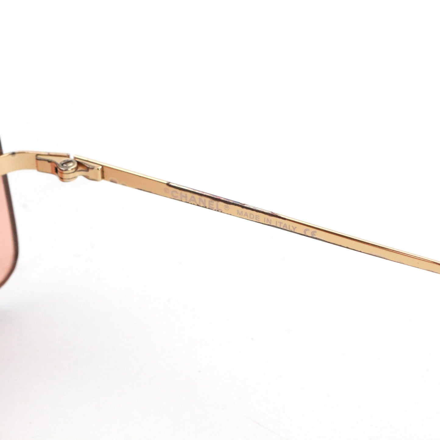 CHANEL Peach Brown Rimless CC Logo Y2K Sunglasses [Used]