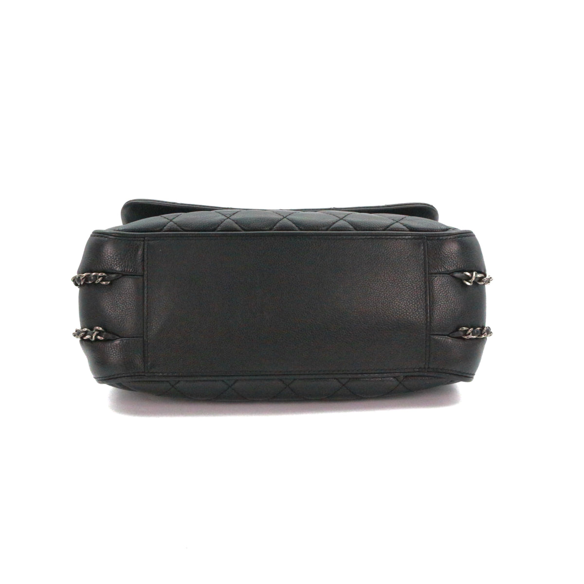 CHANEL Black Caviar Leather  Cuban Chain Shoulder Bag [Used]