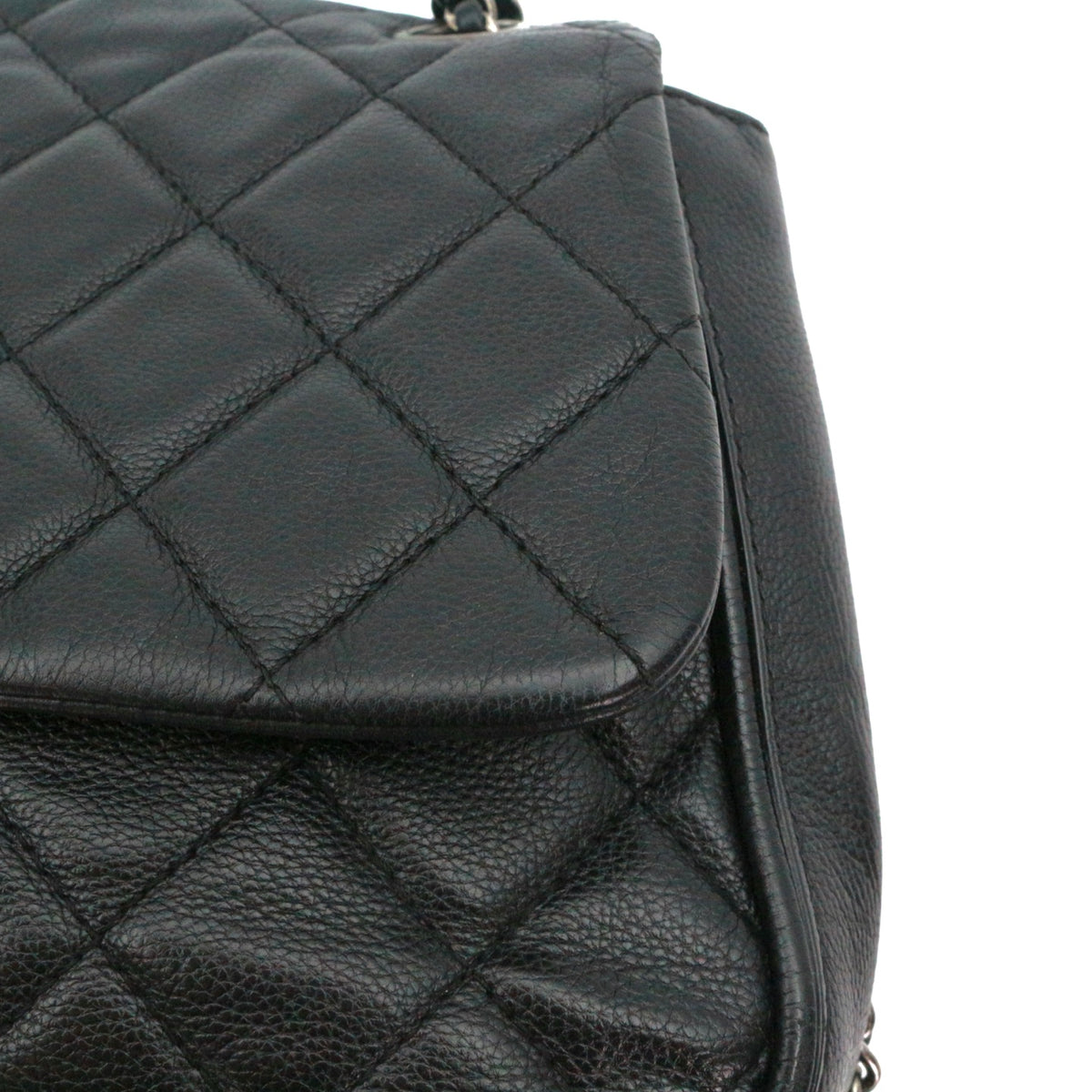 CHANEL Black Caviar Leather  Cuban Chain Shoulder Bag [Used]