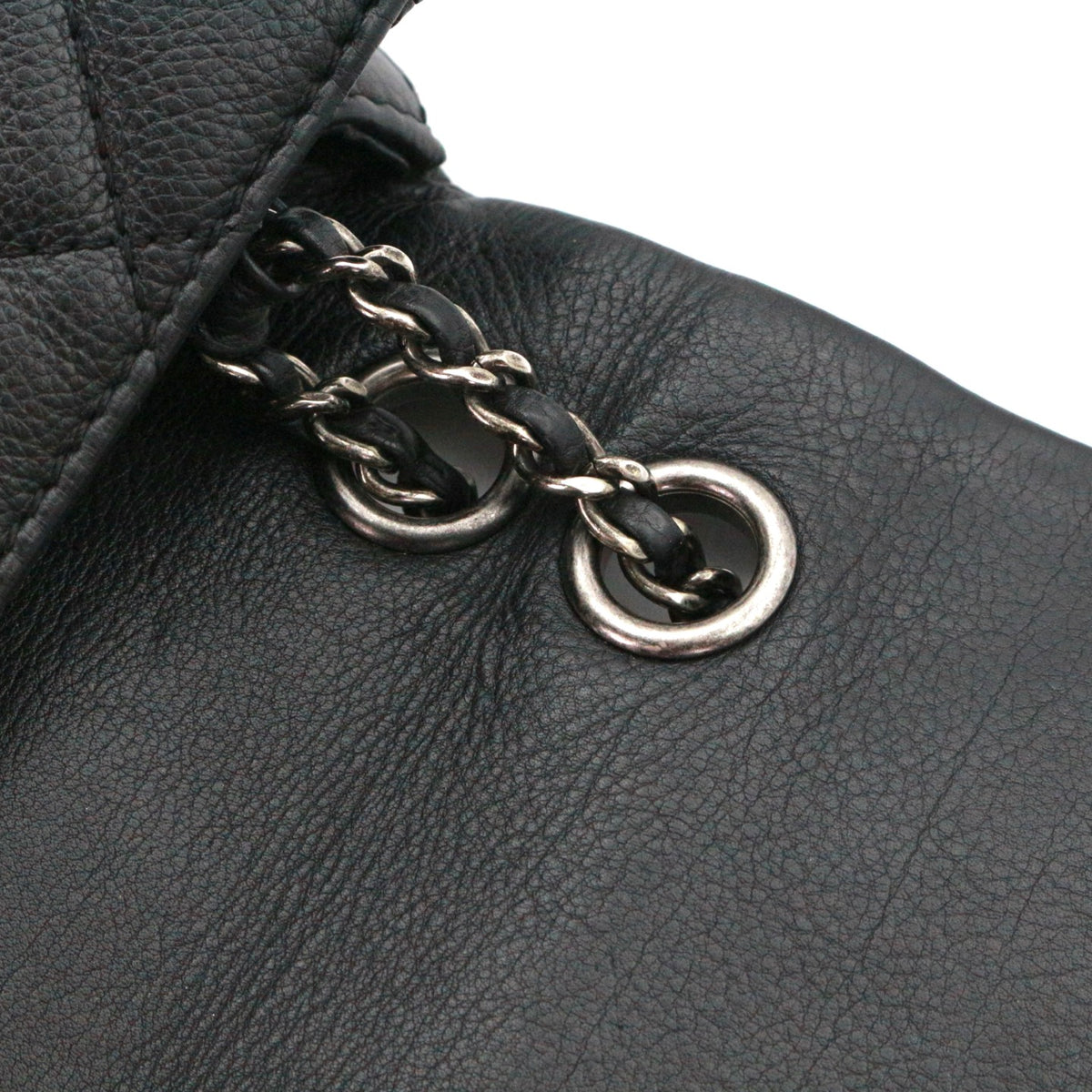 CHANEL Black Caviar Leather  Cuban Chain Shoulder Bag [Used]